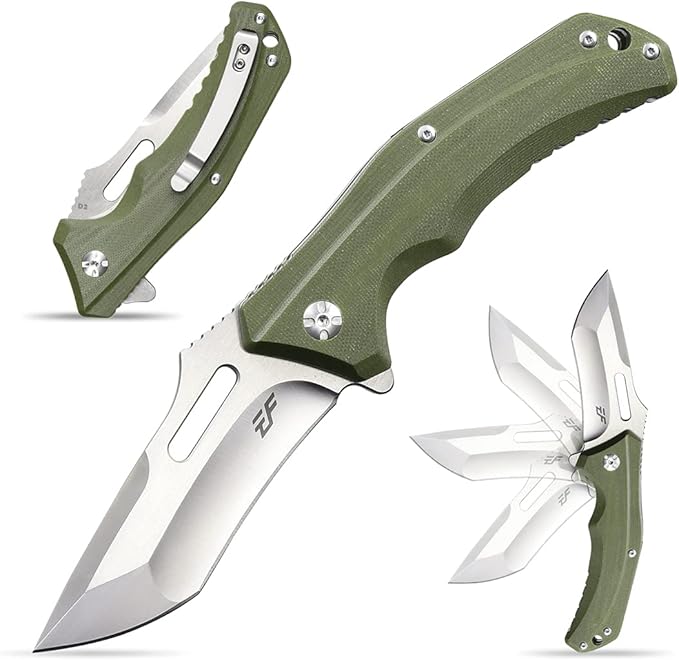 Eafengrow EF908 Pocket Knife Sanding Finished D2 Steel Blade G10 Handle Pocket Clip and Liner Lock
