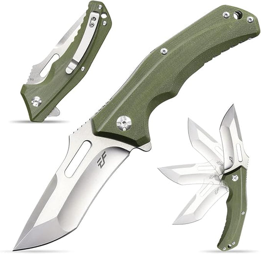 Eafengrow EF908 Pocket Knife Sanding Finished D2 Steel Blade G10 Handle Pocket Clip and Liner Lock