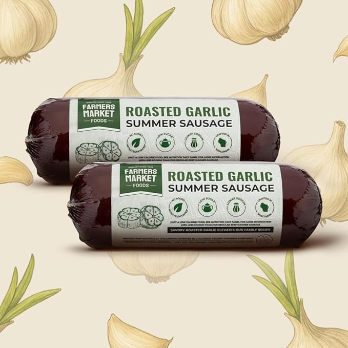 Farmers Market, Gluten Free, Keto, Paleo, Low Sodium, Zero Sugar, Summer Sausage Gift Set, 2-Pack