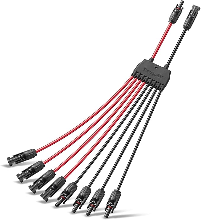 BougeRV Solar Parallel Connectors for 2-4 Solar Panels, Extra Long 2 to 8 Y Branch 10AWG Adapter