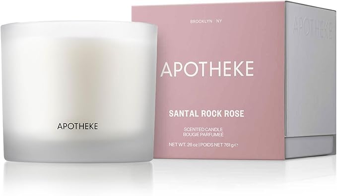 Apotheke 3-Wick Scented Candles for Home, Santal Rock Rose - 26 oz Soy Wax Jar Candle Gift for