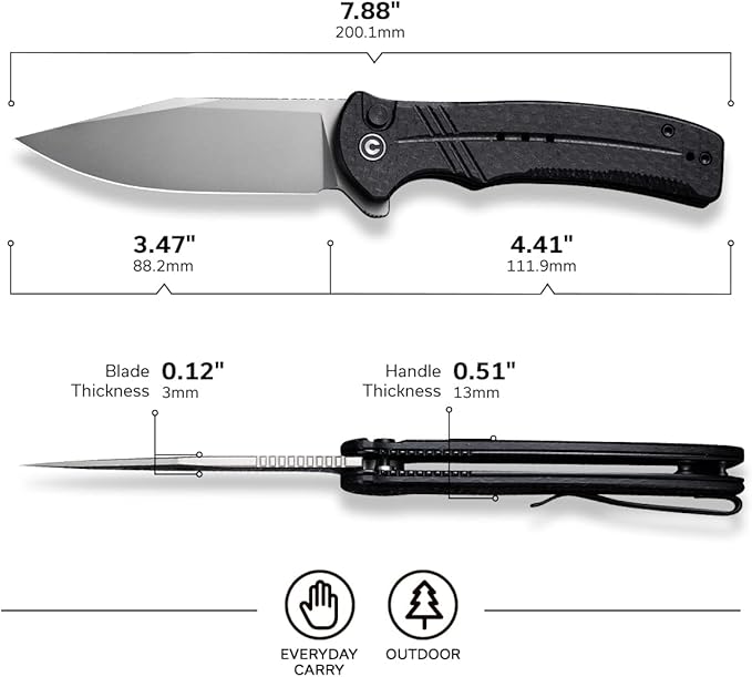 CIVIVI Folding Pocket Knife, Button Lock Flipper Cogent Knife 14C28N Blade Black Micarta Handle for