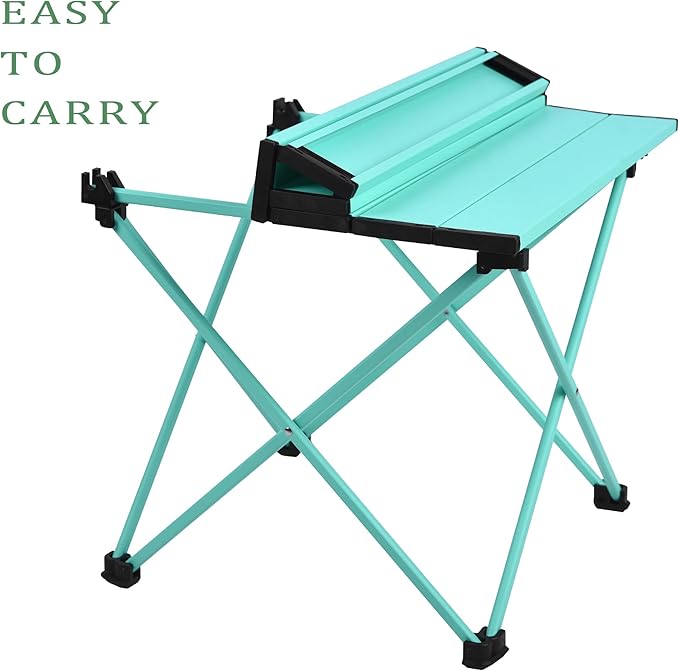 Grope Camping Table with Aluminum Table Top, Folding Beach Table Easy to Carry, Prefect for