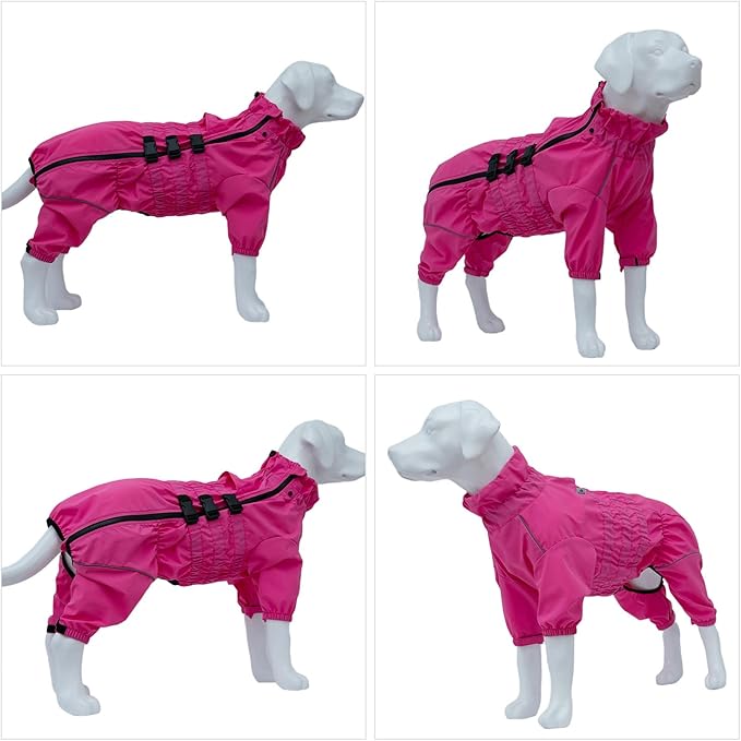 Dogs Waterproof Jacket, Lightweight Waterproof Jacket Reflective Safety Dog Raincoat Windproof