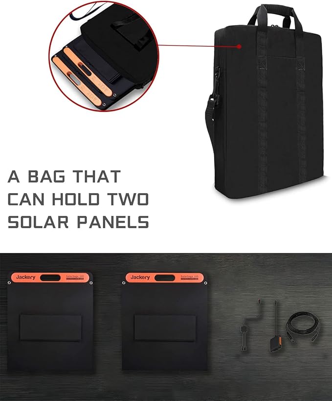 Padded Utility Solar Panel Bag,for Jackery 100 watt Solar Panel,Double Layer Design, Can Hold 2