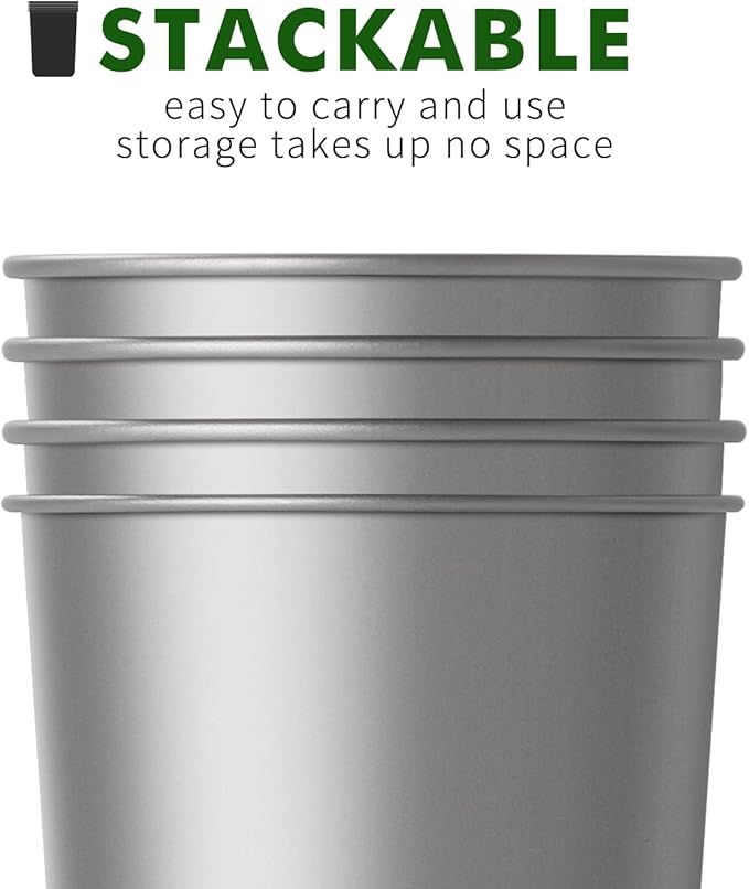 Titanium Pint Cup 300ml/10oz, Stackable Premium Metal Drinking Cups, Reusable Beer Juice Cup