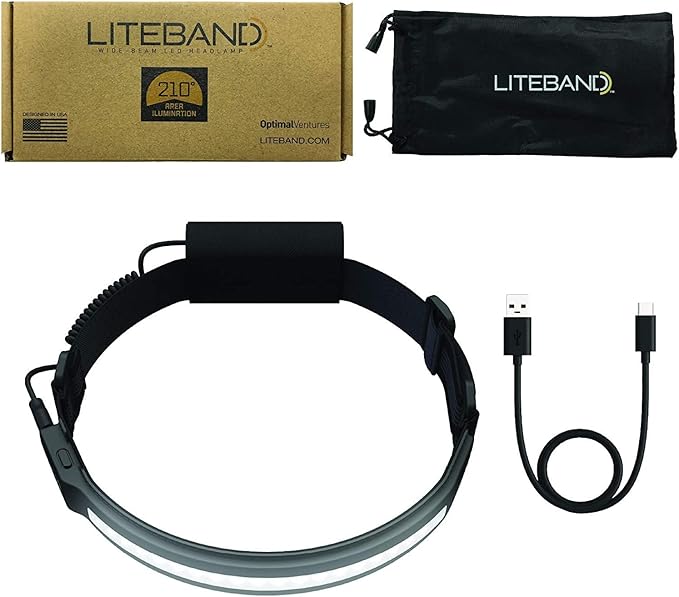 LED Headlamp Liteband Lightweight ACTIV 520 Lumen Bright Head Lamp, Powerful High Rechargeable