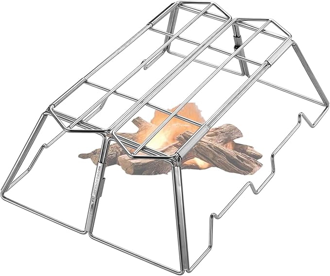 CAMPINGMOON Collapsable Cooking Stand Trivat Stainless Steel for Campfire Open Fire Camping Outdoor
