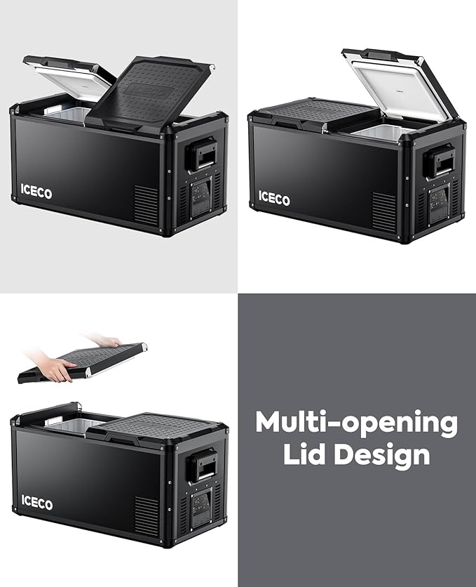 ICECO VL75 ProD Portable Refrigerator, Multi-directional Lid, Dual USB & DC 12/24V, AC 110-240V