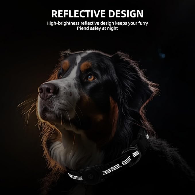 Upgraded AirTag Dog Collar, IP68 Waterproof Air Tag Dog Collar Holder, Reflective, Ultra-Durable