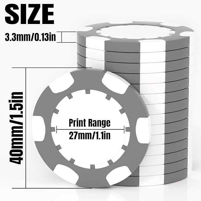25 Custom Clay Poker Chips, 40mm Heavy 11.5g Casino Sized Personalized Poker Chips with Your Logo