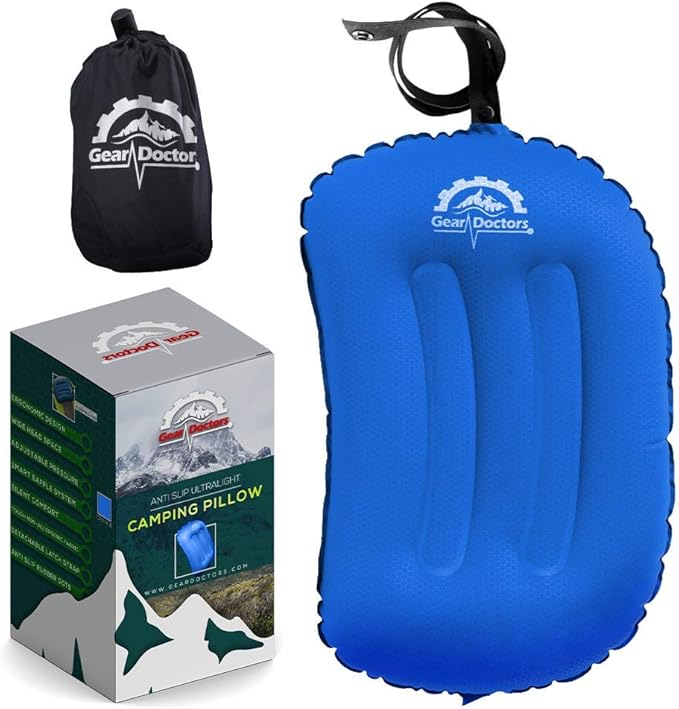 Gear Doctors Camping - Inflatable Camp Pillow, Backpacking - Inflatable - Blow Up Pillow for