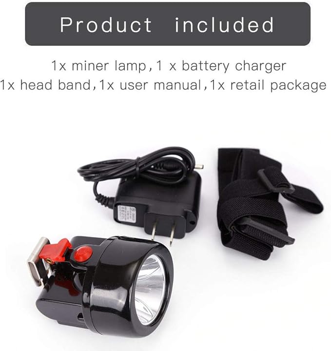 High Power Rechargeable Headlamp with One-Button Control, Long Range LED Miner Headlight