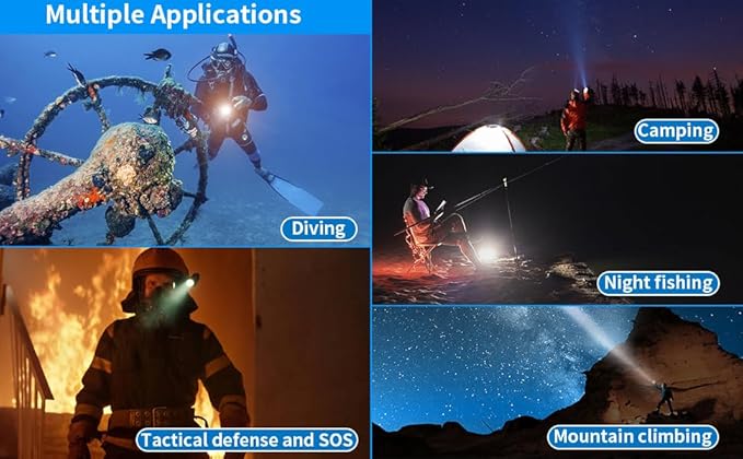 Dive Light Scuba Diving Flashlight Dive Torch Rechargeable,3500Lumens 6 Modes Underwater Light,IPX8