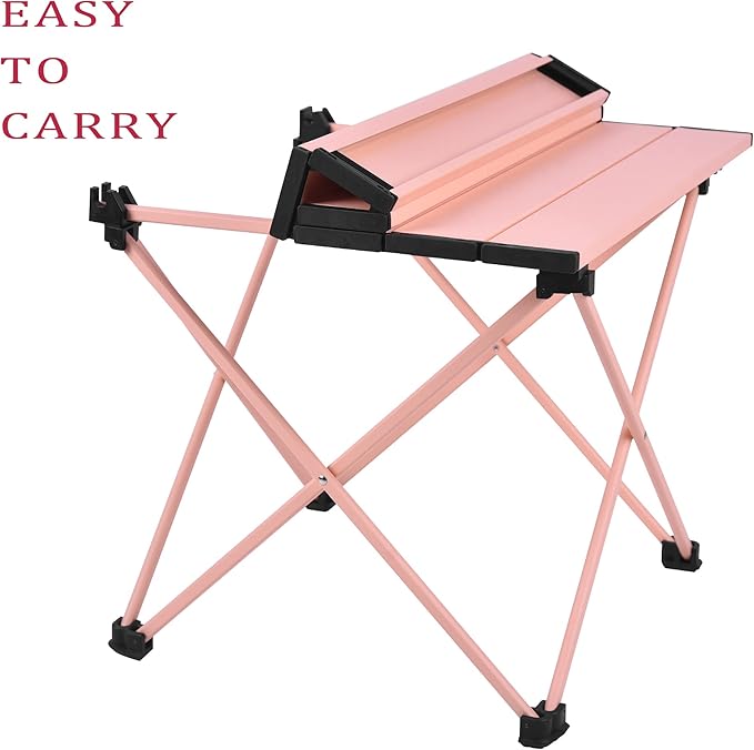 Grope Portable Camping Table with Aluminum Table Top, Folding Beach Table Easy to Carry, Prefect