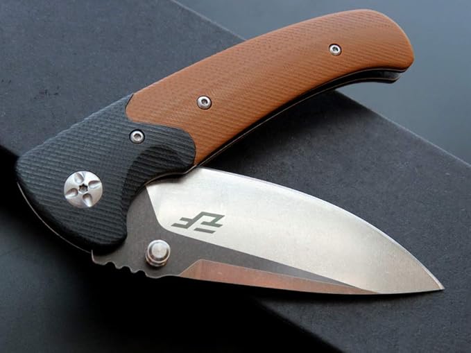 Eafengrow EF67 Pocket Knife with Metal Clip,D2 Steel Blade G10 Handle EDC folding knife Tool Liner