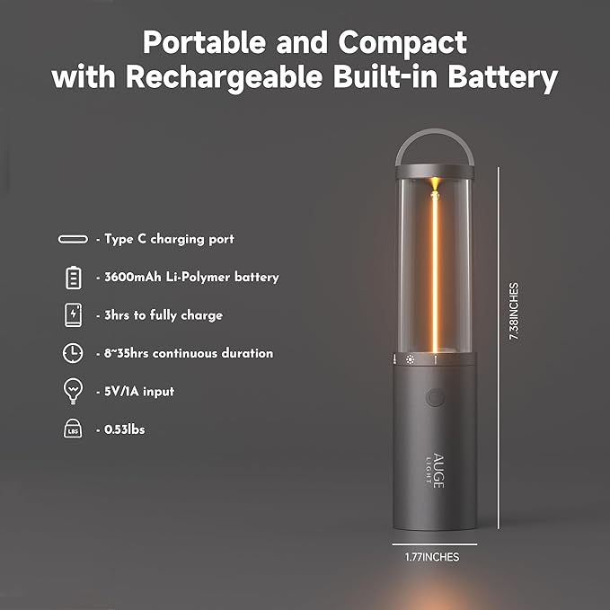 4-in 1 Portable Camping Lantern Rechargeable Camping Lights LED Flashlight with Hidden Hook SOS