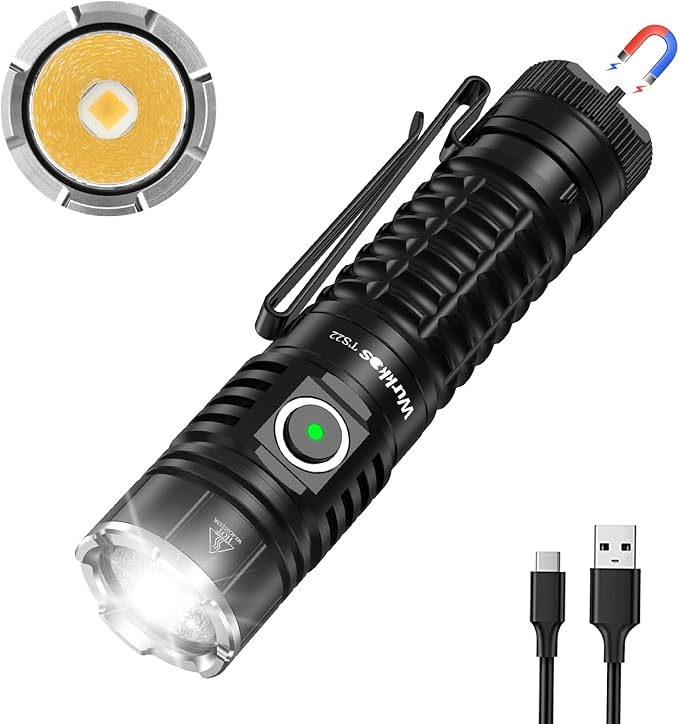 Wurkkos TS22 Flashlight High Lumen Rechargeable - 4500 Lumens Super Bright 70.3 HI LED Flashlight