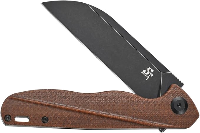 Sitivien ST103 Folding Knife, D2 Steel Blade,Micarta Handle EDC Tool Knife for Outdoor, Camping