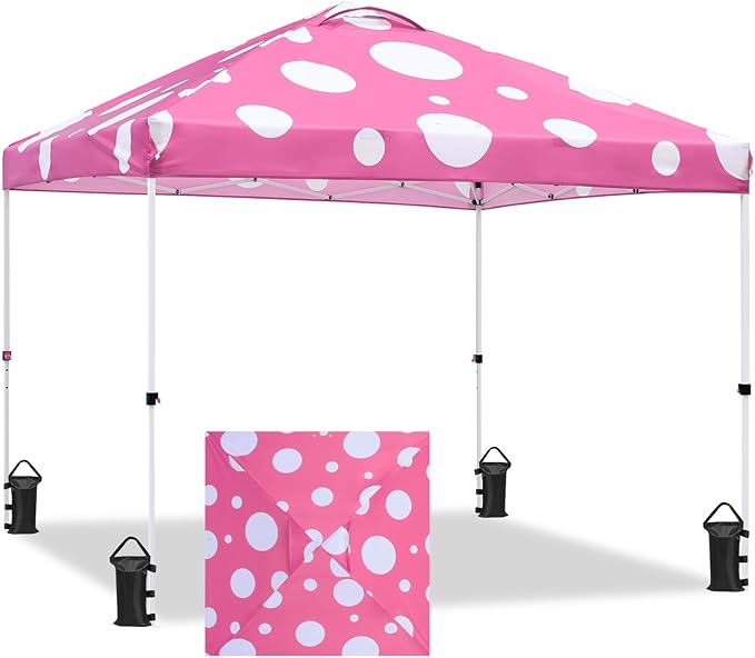EAGLE PEAK Pop Up Canopy Tent with Wheeled Carry Bag, 8 Stakes, 4 Ropes, 4 Weight Bags, Easy Set Up