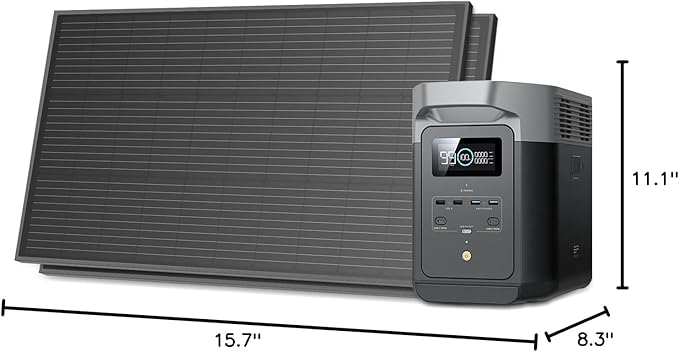 EF ECOFLOW Solar Generators, DELTA 2 Portable Power Station with 2PCS 100W 12V Solar Panels, 1024Wh