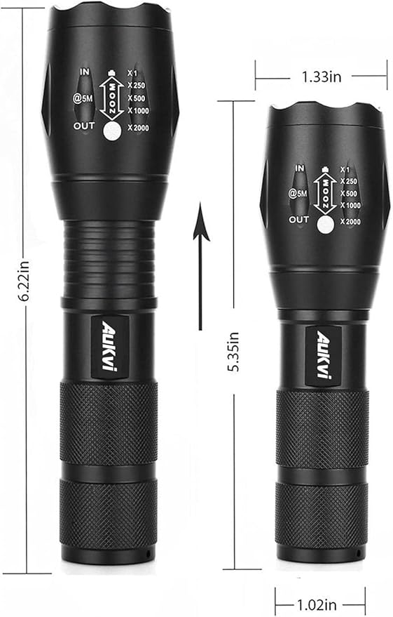 3-Color-Light Flashlight Tactical Flashlight with Red Green Filter Zoom 2000 lumens 5 Modes