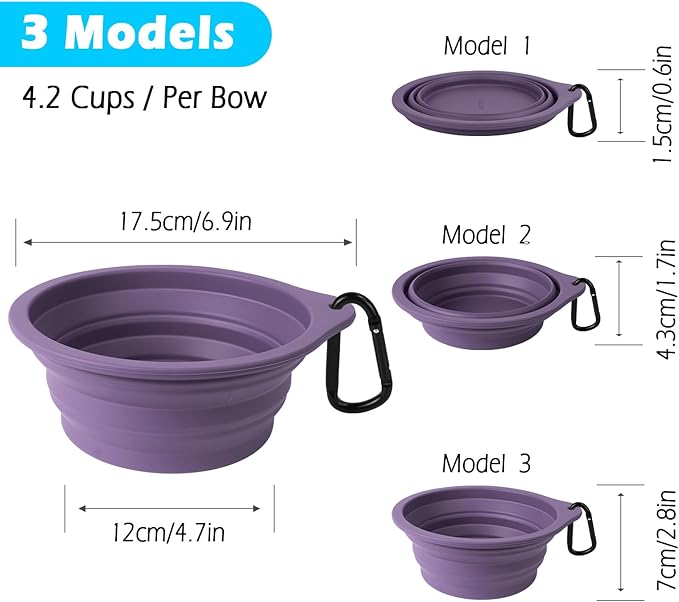 PetBonus 2-Pack Large Silicone Collapsible Dog Bowls, 34oz/1000ml BPA Free Portable Foldable Travel