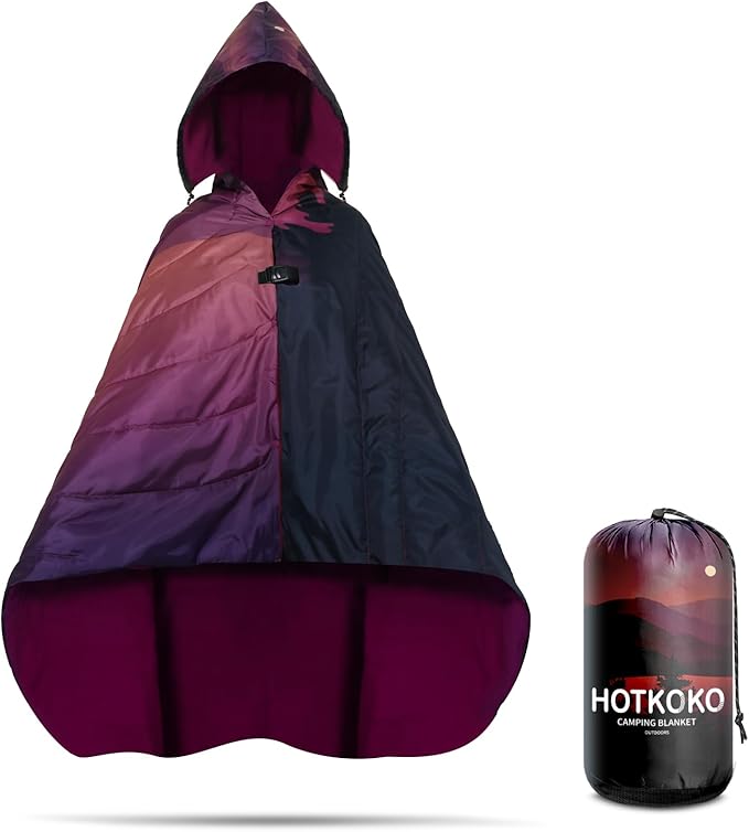 Waterproof Stadium Blanket, Fleece Camping Blanket Soft Warm Wearable Camp Blanket for Outdoor