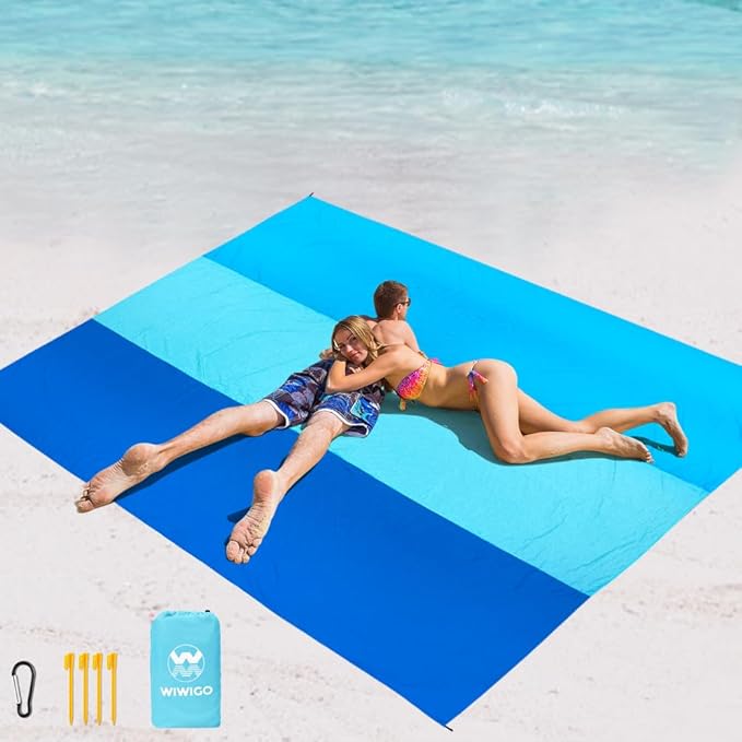 Beach Blanket Waterproof Sandproof Beach Mat 79" X 83"/10'x9'for 2-8 Adults Quick Drying Outdoor