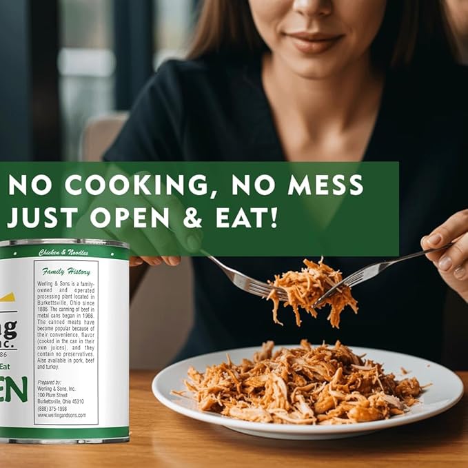Werling & Sons Canned Chicken 14.5 Oz??Fully Cooked, Ready to Eat | Premium Quality, Recipe-Ready