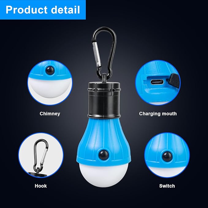 Led Camping Lantern USB Rechargeable,Outdoor Tent Lights for Camping Hanging,Kids with Clip Hook