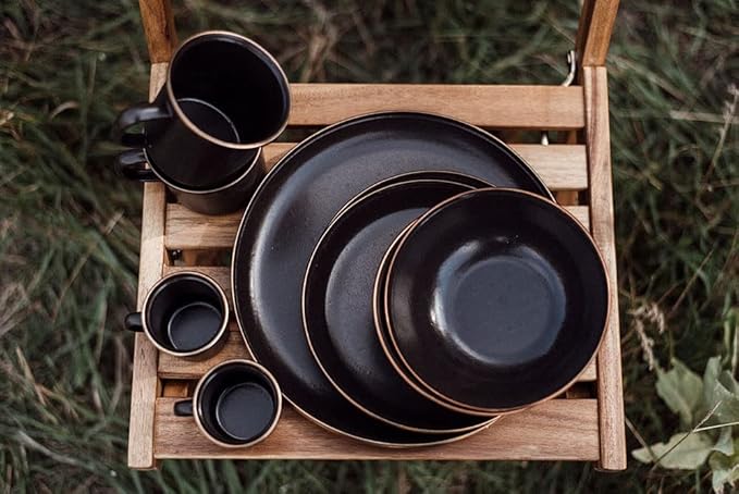 Barebones Enamel Bowl Set - Dish Set of 2 Bowls - Enamelware Set for Camping and Everyday Use