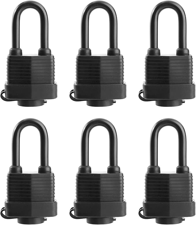 Waterproof Padlocks Keyed Alike for Outdoor use, Covered Heavy Duty Laminated Steel Lock, 1-9/16