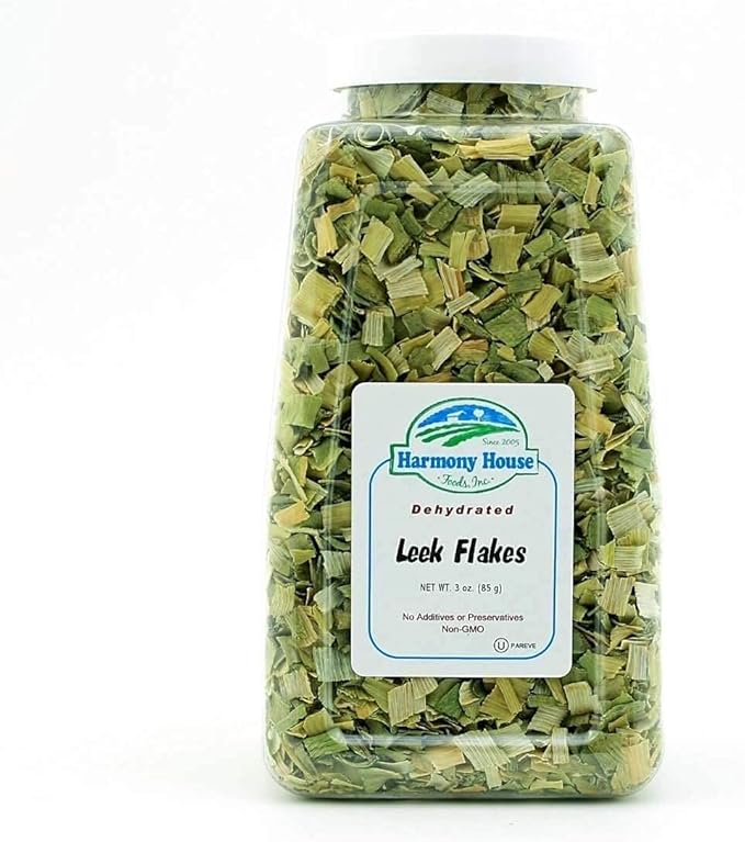 Harmony House Foods Dehydrated Leek Flakes - Air Dried Vegetables for Soup and Cooked Dishes, Great