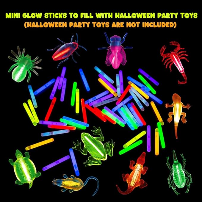 POPGIFTU 200 Mini Glow Sticks Bulk Pack, 8 Bright Colors 1.96" Glow in the Dark Sticks for Easter