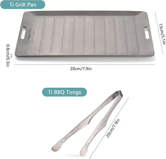 Camping Cookware Set, Camping Grill Pan or BBQ Tongs Set Portable Outdoor Cookware Lightweight