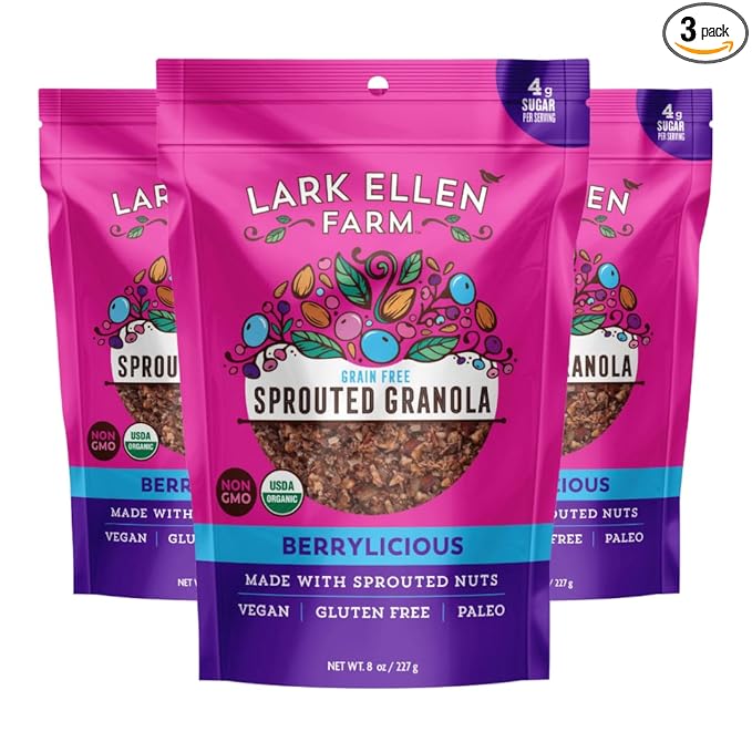 Lark Ellen Farm Berrylicious Granola Clusters: Raw, Organic, Vegan. Low Carb, Paleo. Gluten-Free