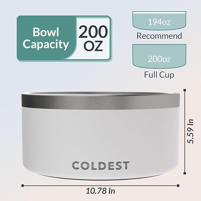 Coldest Dog Bowl - Anti Rust Metal, Non Slip, 3 Layers Insulated Stainless Steel Dog Bowls - Spill