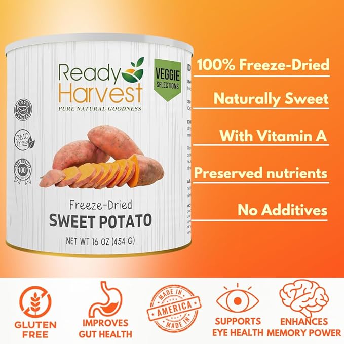 Ready Harvest Freeze Dried Food - Sweet Potatoes | Emergency Food | Pantry Staples | #10 Can |