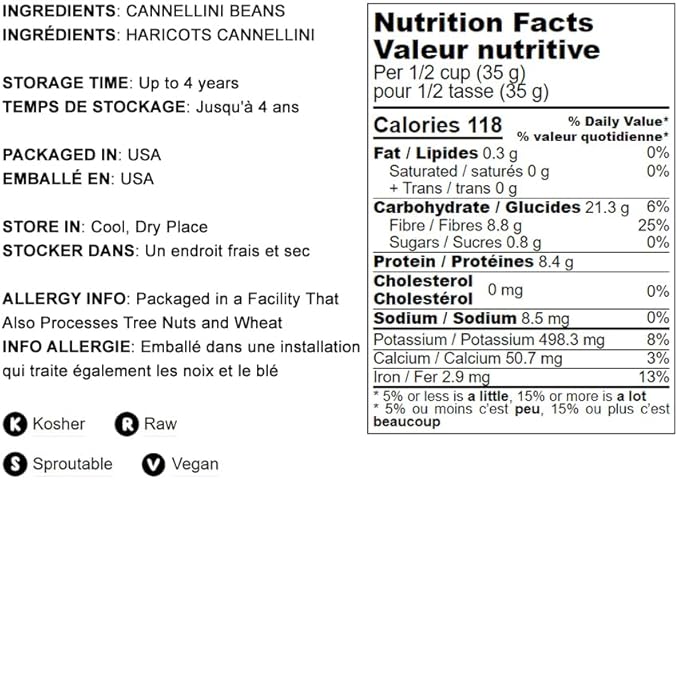 Food to Live - Cannellini Beans, 2 Pounds - Dried White Kidney Beans, Sproutable, Vegan, Kosher