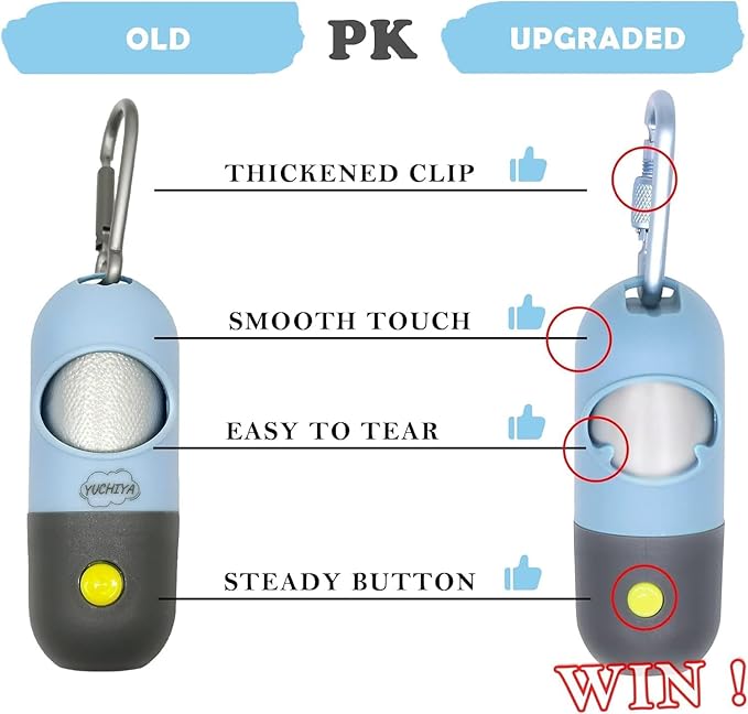 Dog Poop Bags Holder with LED Flashlight|Pet Waste Bags Dispenser for Leash|Doggie Potty Bags