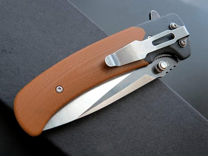 Eafengrow EF67 Pocket Knife with Metal Clip,D2 Steel Blade G10 Handle EDC folding knife Tool Liner