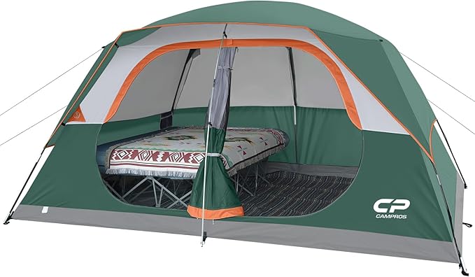 CAMPROS CP Tent 8 Person Camping Tents, Waterproof Windproof Family Tent with Top Rainfly, Large