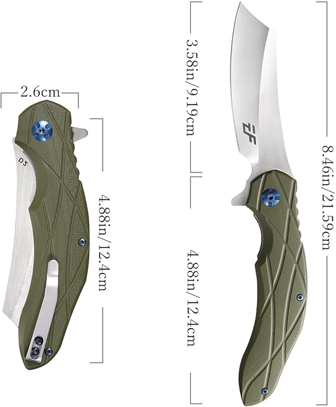 Eafengrow EF919 Folding Knife with Pocket Clip D2 Steel Blade G10 Handle EDC Tool Outdoor Knives