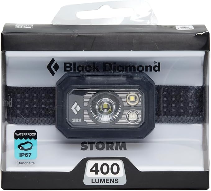 BLACK DIAMOND Storm 400 LED Headlamp, Waterproof and Dimmable Battery Powered Headlamp for Camping