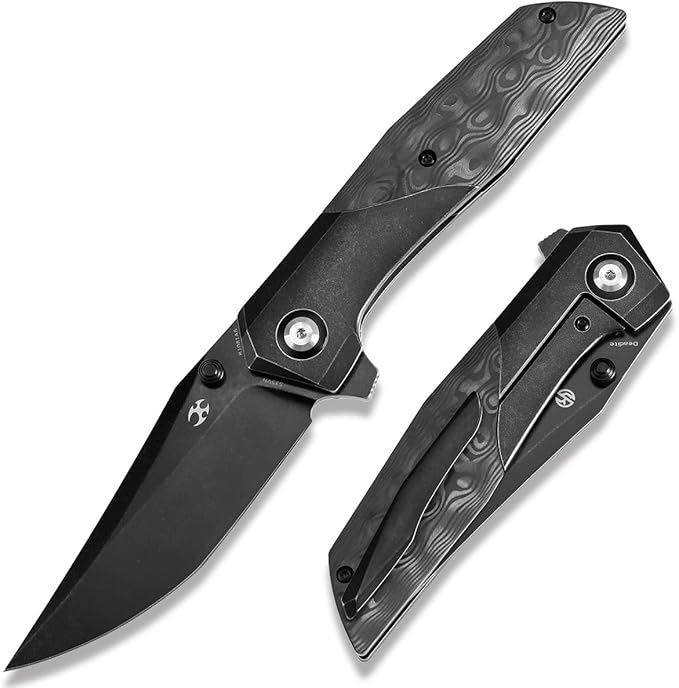 KANSEPT Deadite Pocket Folding Knives for Men Women Camping Hiking 3.52'' Blackwash CPM S35VN Blade