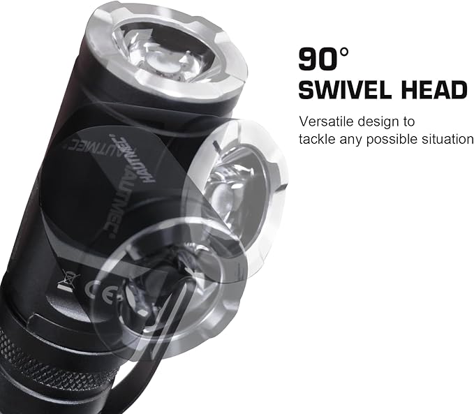 HAUTMEC 1400 Lumen Rechargeable Flashlights LED EDC Flashlight with 90 Degree Flashlight Swivel