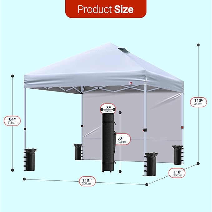 10x10 Pop Up Canopy Tent,10X10FT (White, 10x10FT)