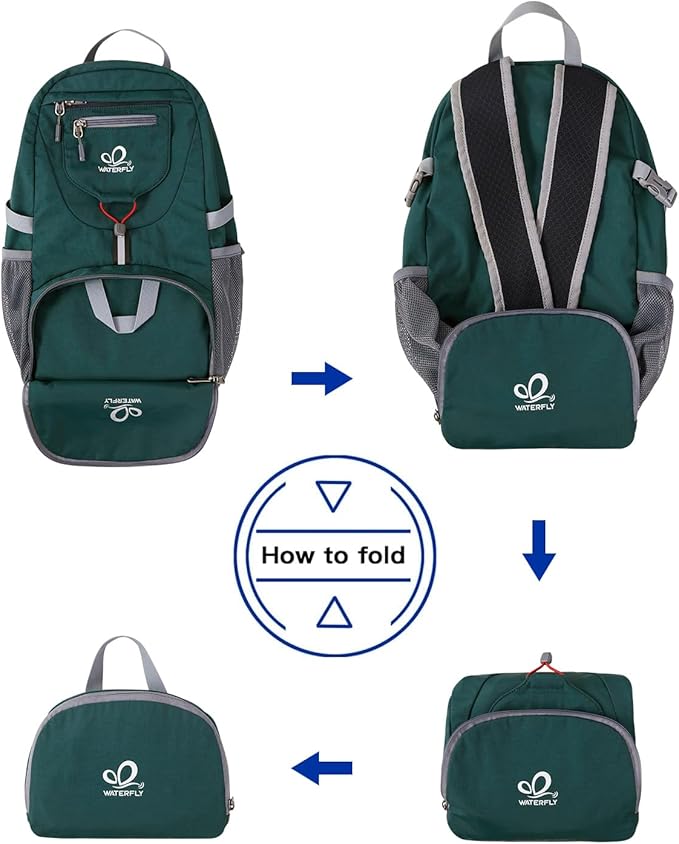 WATERFLY Small Lightweight Packable Backpack: 20l Ultra Light Foldable Travel Hiking Camping