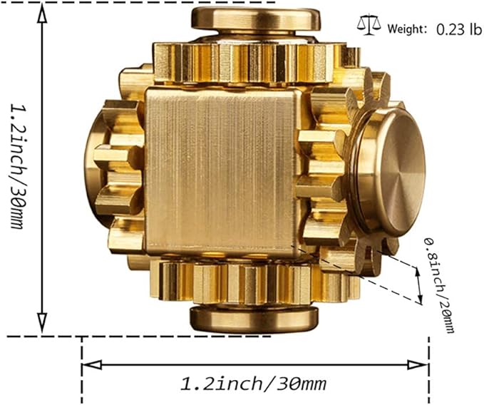 Pure Brass Cube Gears Linkage Anti-Anxiety Fidget Spinner Toy,Metal DIY EDC Meditation Break Bad